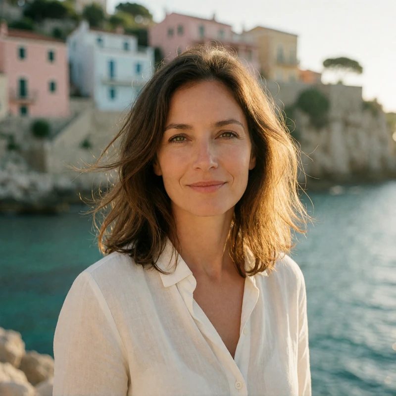 Portrait of an Italian woman from the Campania region, warm and approachable, softly lit