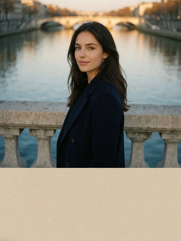 Portrait of Giulia, a member from Prati, Rome, smiling in warm golden-hour light